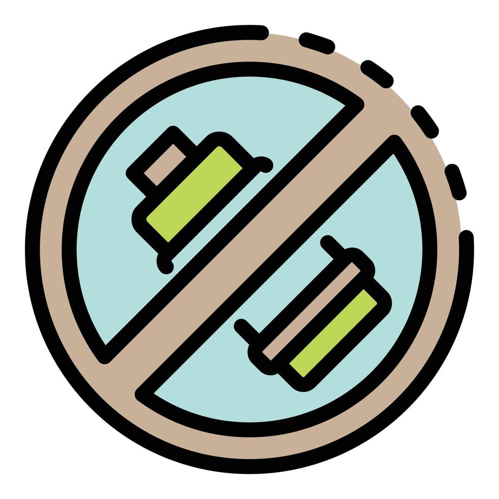 Crossed out battery icon color outline vector