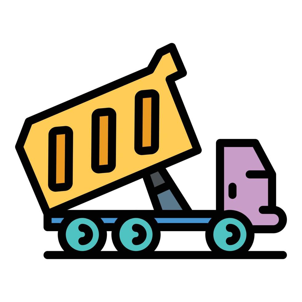 Dump truck icon color outline vector