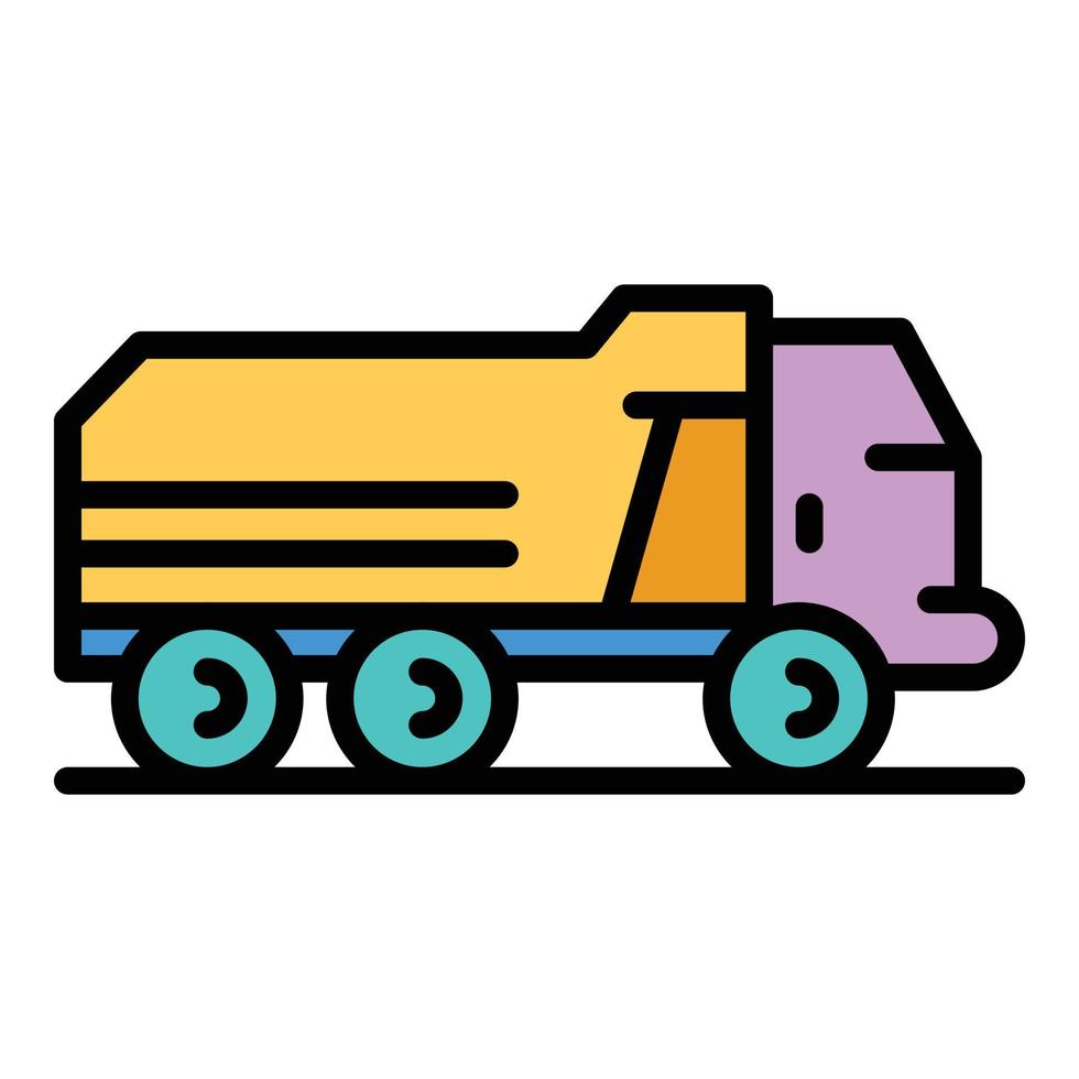 Cargo tipper icon color outline vector