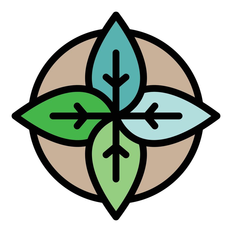 Four leaves in a circle icon color outline vector