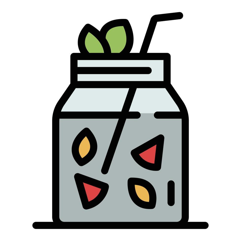 Jar with orange juice icon color outline vector