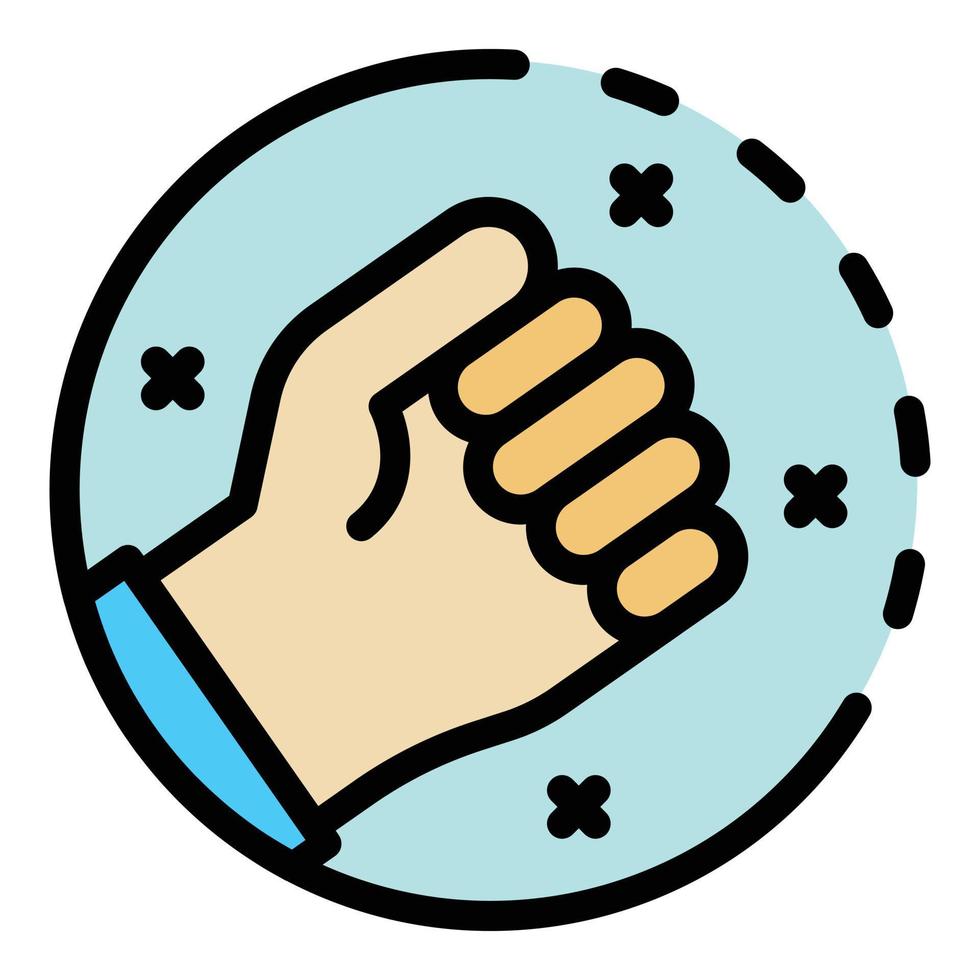 Fist in a circle icon color outline vector