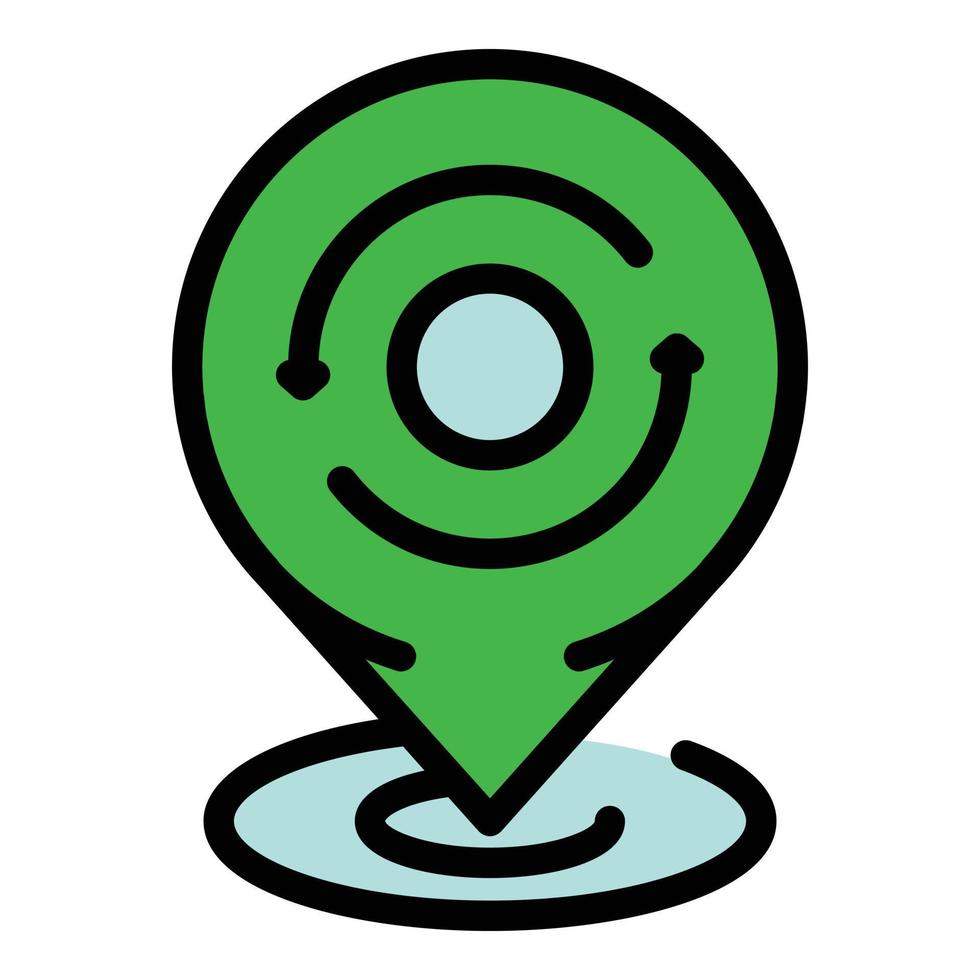 Geotag with circular arrows icon color outline vector