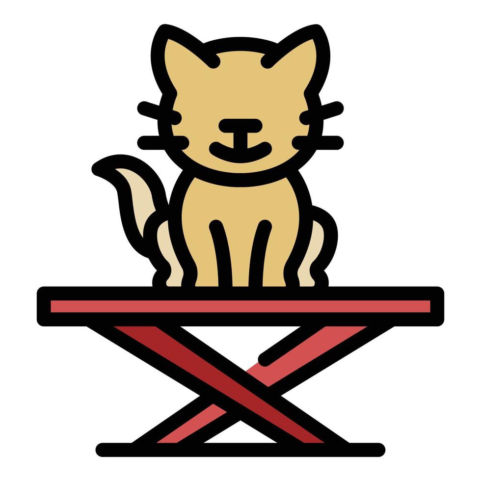 peluquero gato en escritorio icono color contorno vector