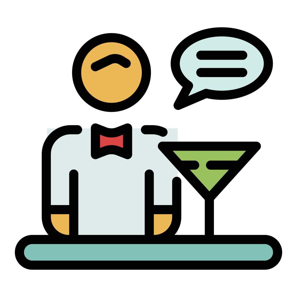 Butler cocktail icon color outline vector