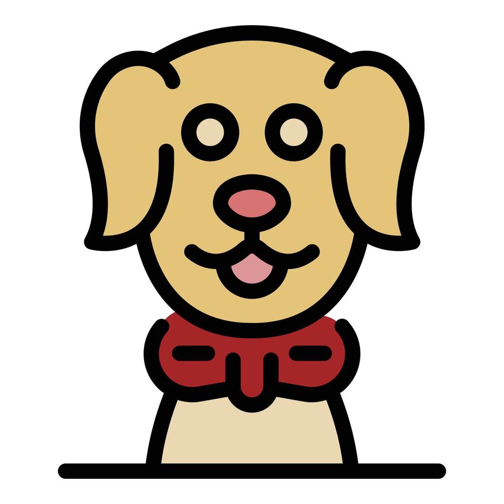 vector de contorno de color de icono de perro peluquero feliz