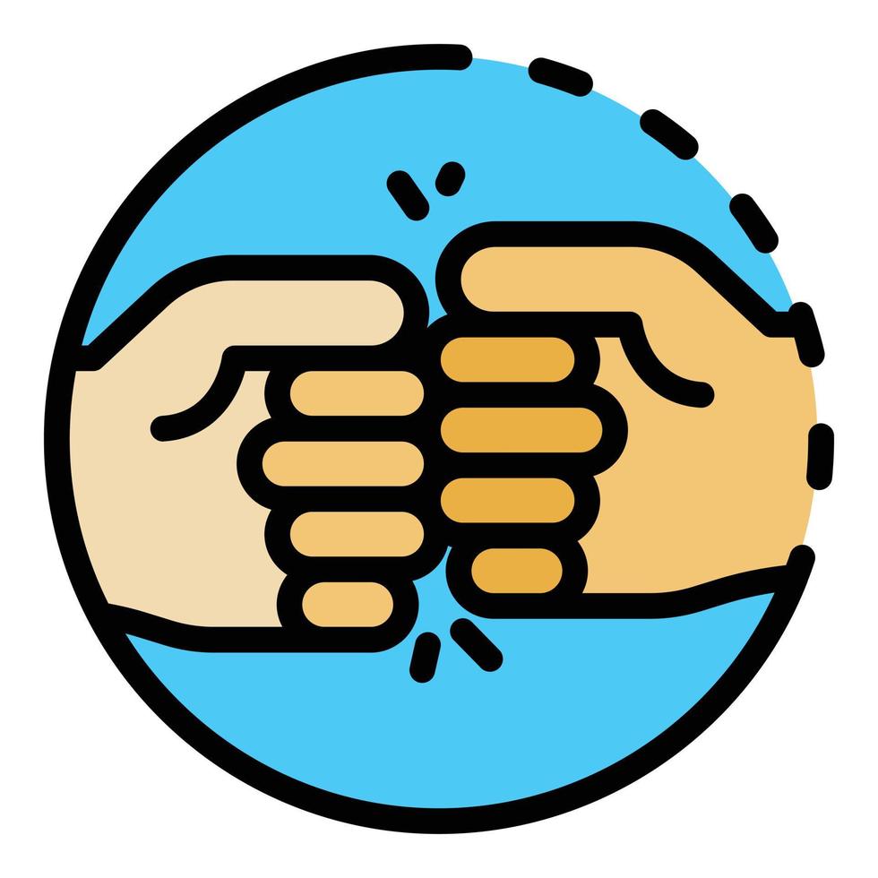 Greeting with fists icon color outline vector