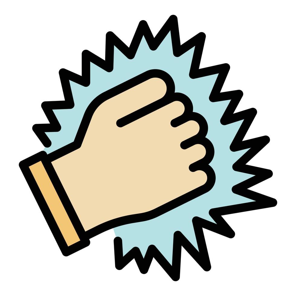 Knock fist icon color outline vector