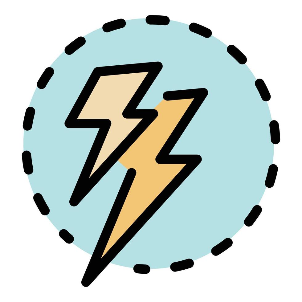 Two lightning icon color outline vector