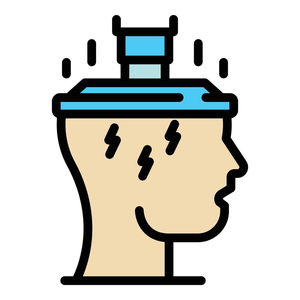 Brain pressure icon color outline vector