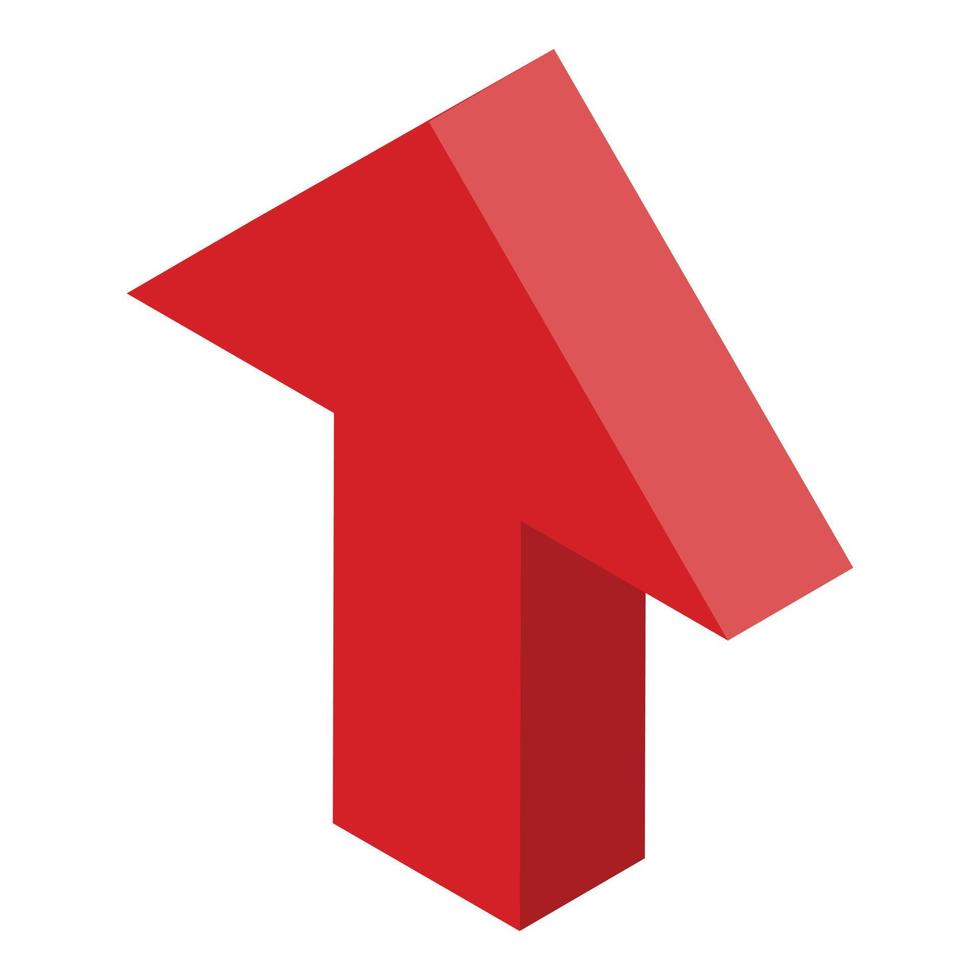 Red arrow up icon, isometric style vector