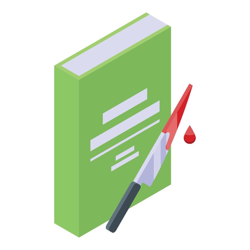 icono de libro de suspenso, estilo isométrico vector