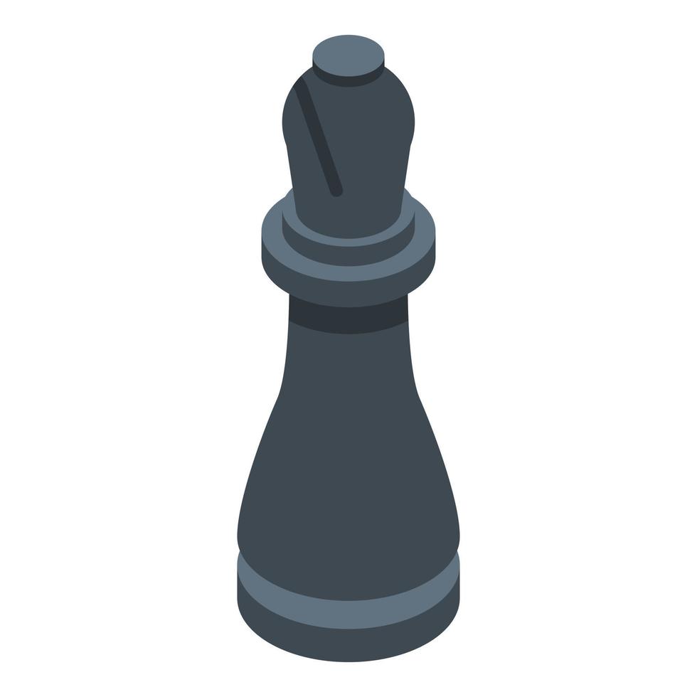 Black chess bishop icon, isometric style vector