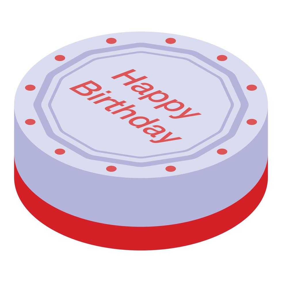 Round birthday cake icon, isometric style vector