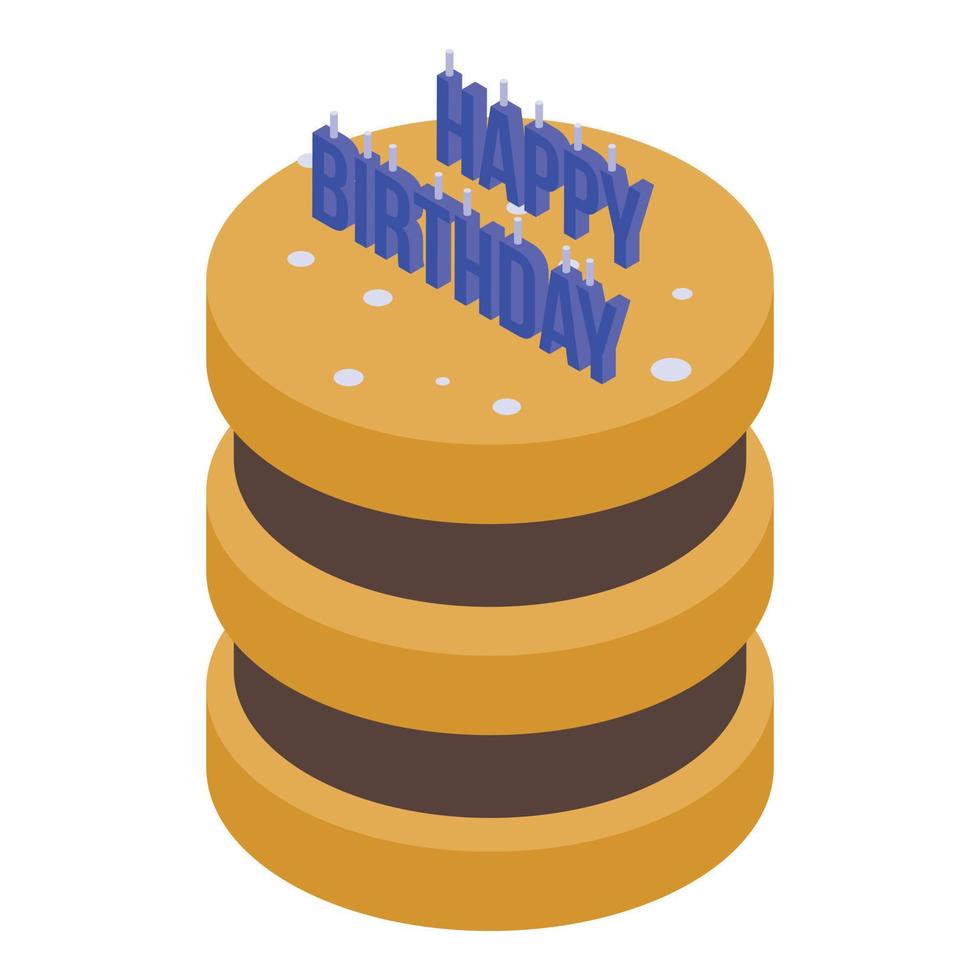 Happy birthday cake icon, isometric style vector