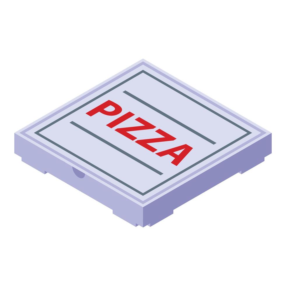 icono de caja de entrega de pizza, estilo isométrico vector