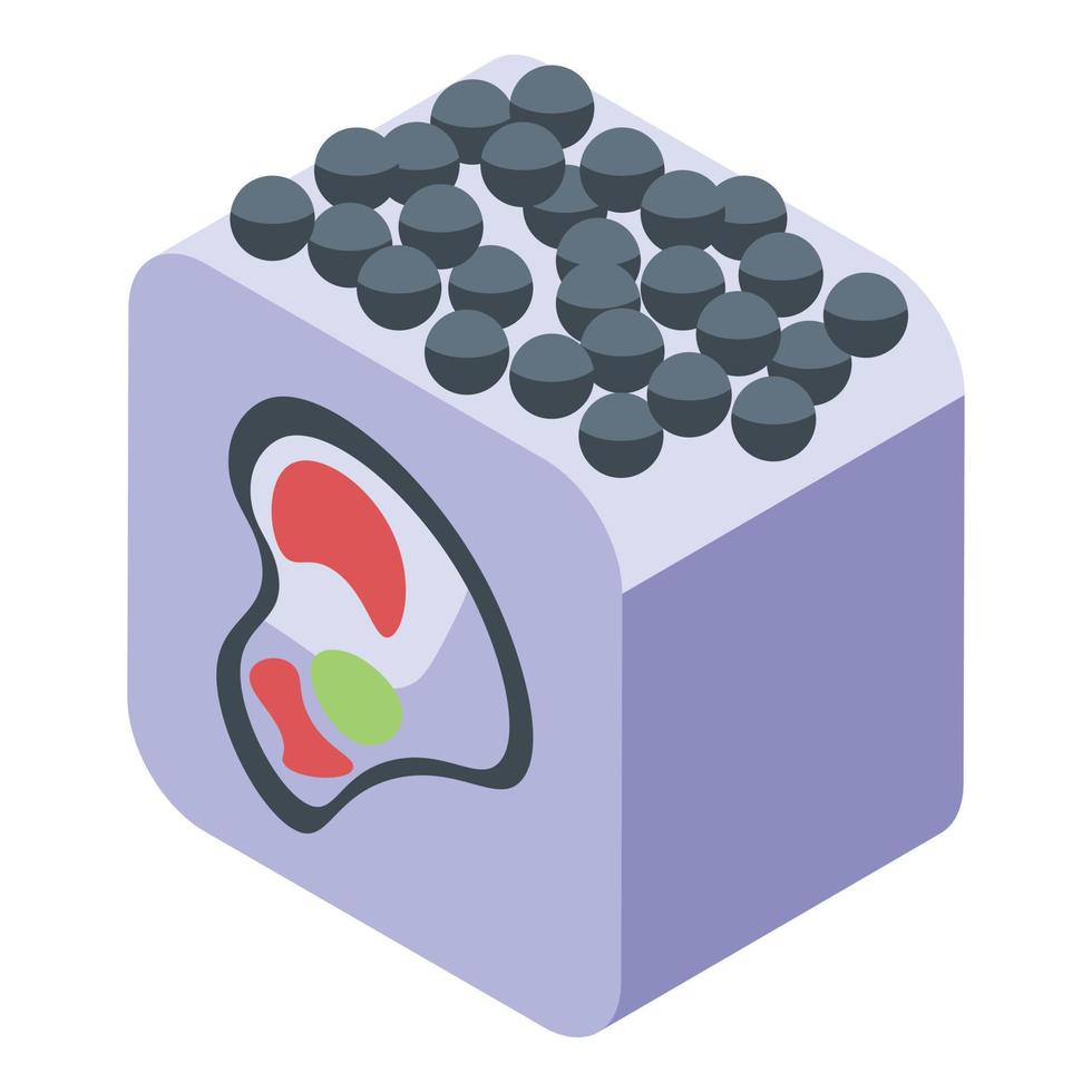 Caviar sushi roll icon, isometric style vector