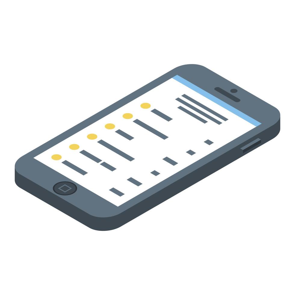 Smartphone pizza order icon, isometric style vector