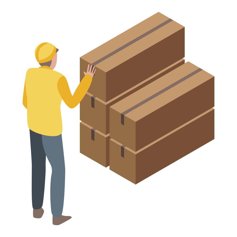 Parcel warehouse stack icon, isometric style vector