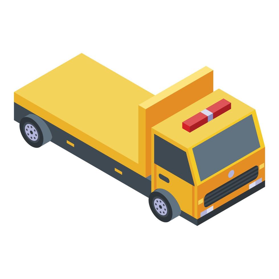 icono de camión de remolque amarillo, estilo isométrico vector