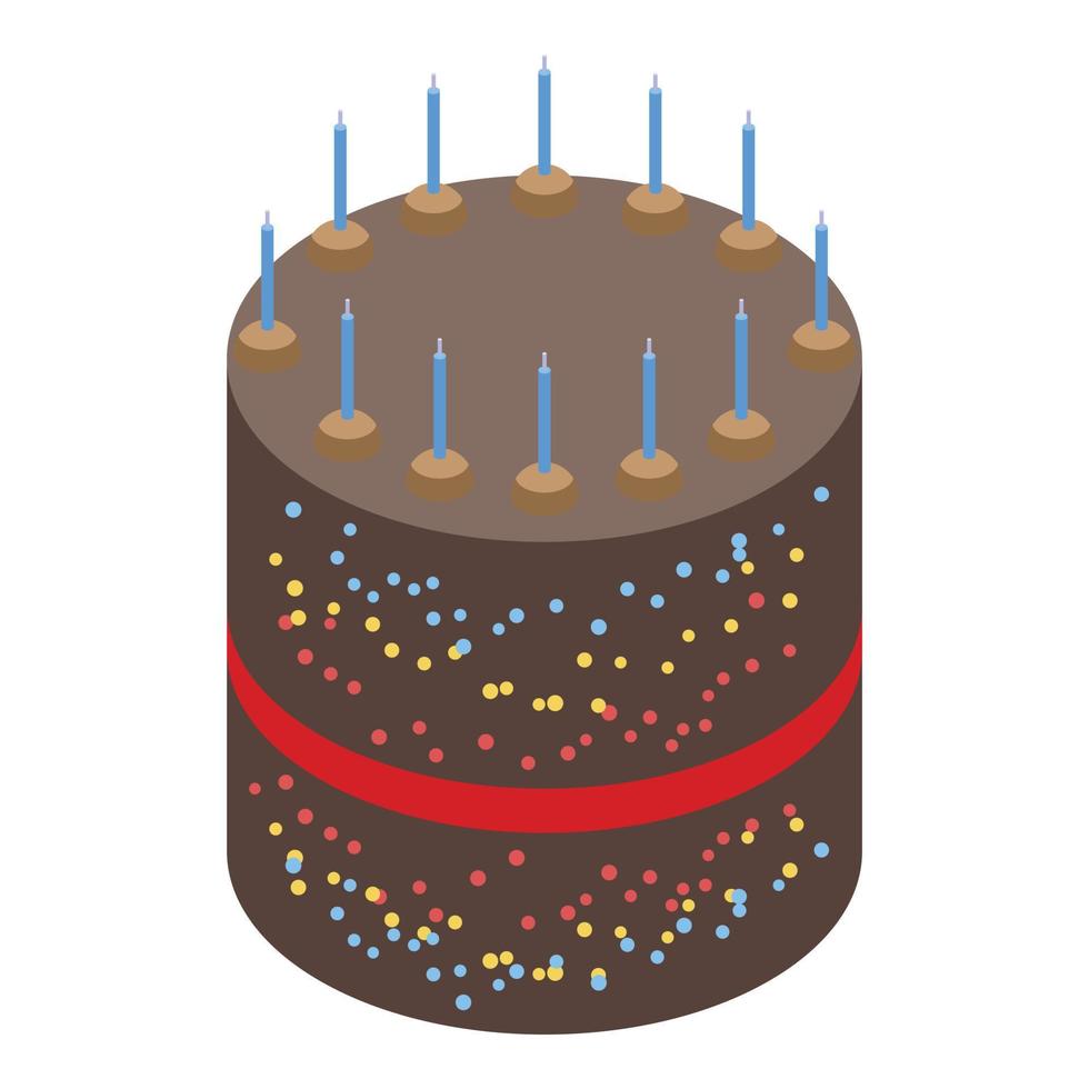 Party birthday cake icon, isometric style vector