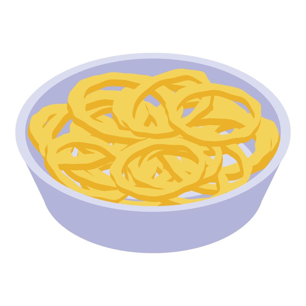Chips potato plate icon, isometric style vector