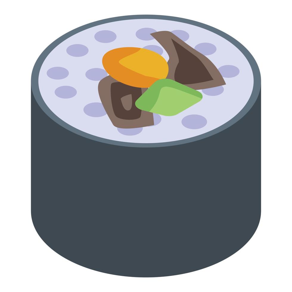 icono de rollo de sushi crudo, estilo isométrico vector