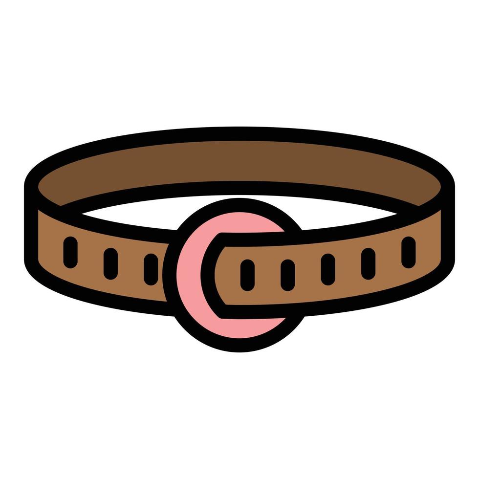 Dog leather belt icon color outline vector