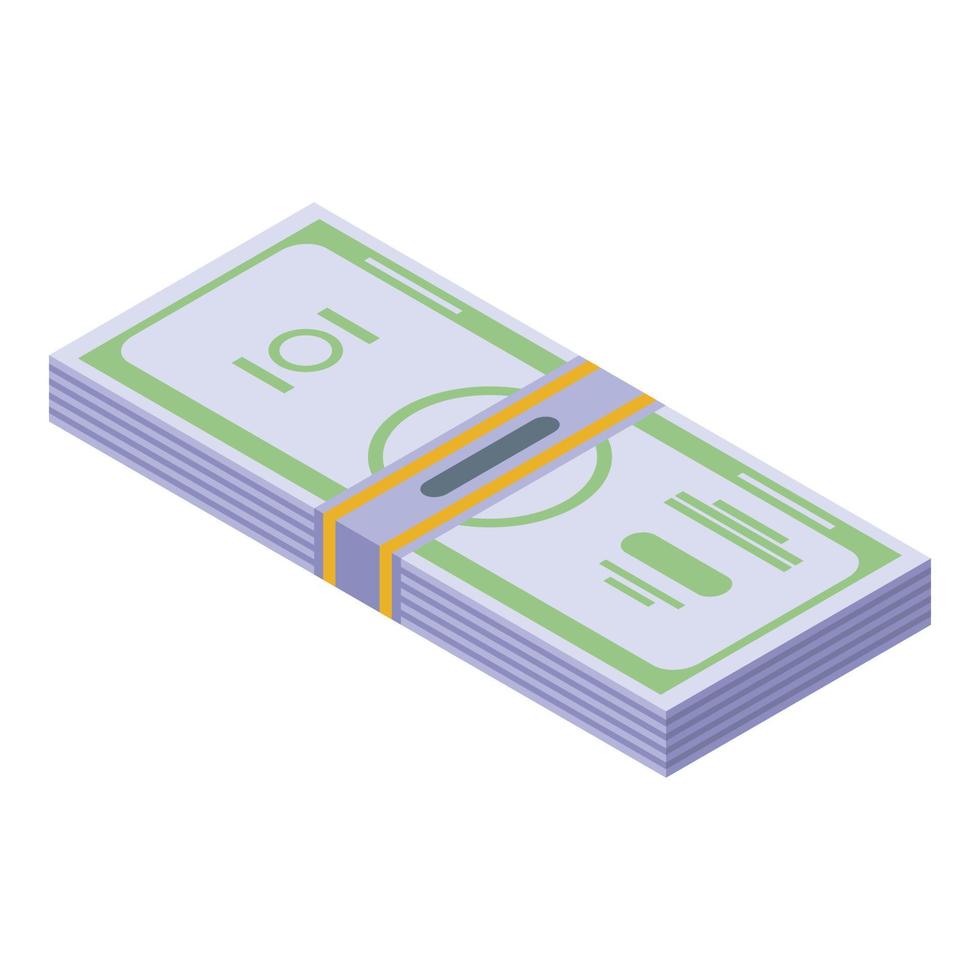 Dollar pack cash icon, isometric style vector