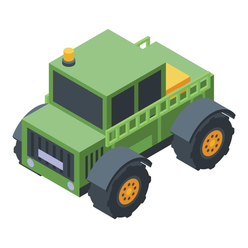 Farm big tractor icon, isometric style vector