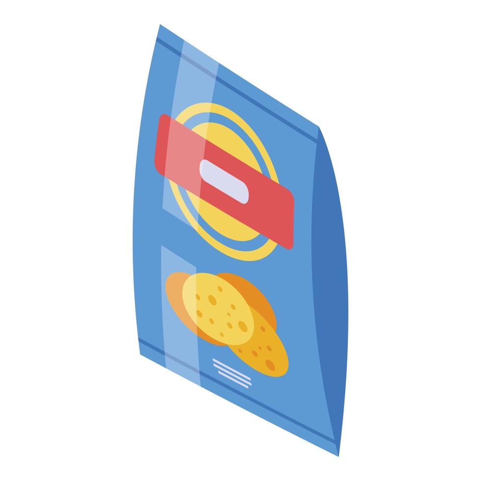 Chips potato bag icon, isometric style vector