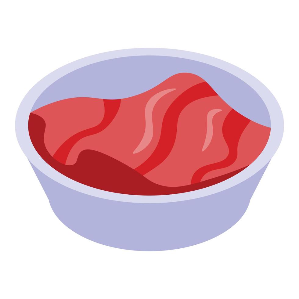 icono de pieza de sushi rojo, estilo isométrico vector