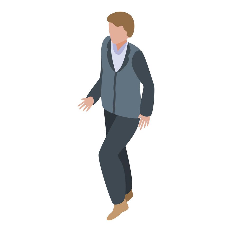 Walking businessman icon, isometric style vector