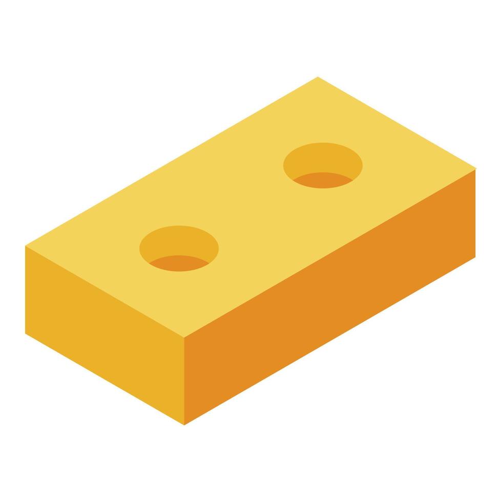 icono de ladrillo amarillo, estilo isométrico vector