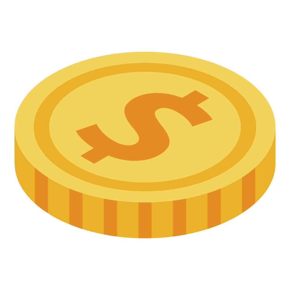 Dollar coin icon, isometric style vector
