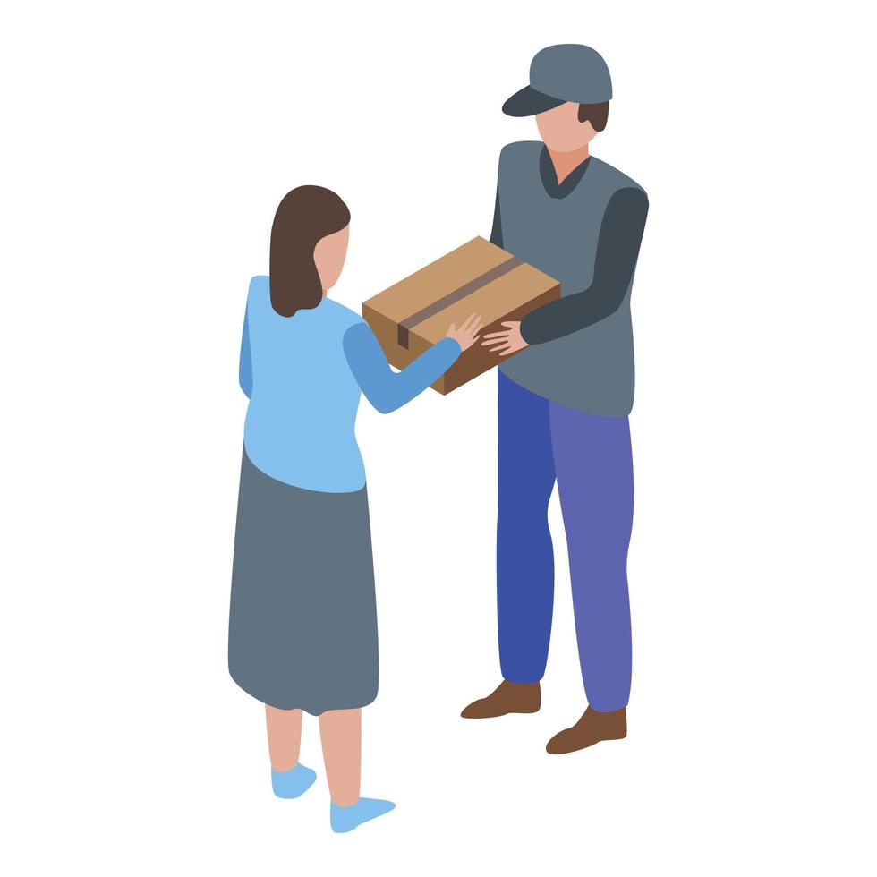 Parcel home delivery icon, isometric style vector