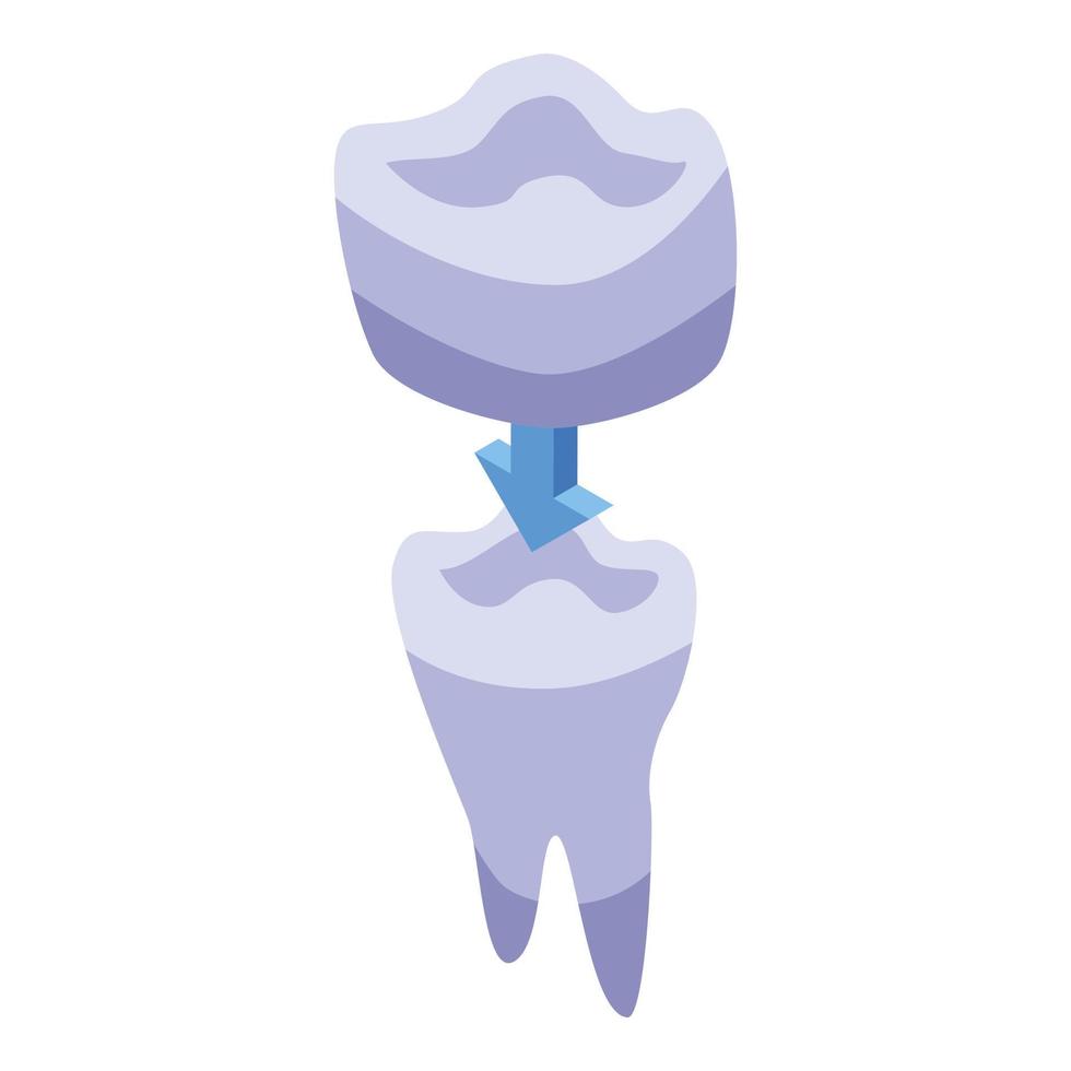 Ceramic tooth crown icon, isometric style vector