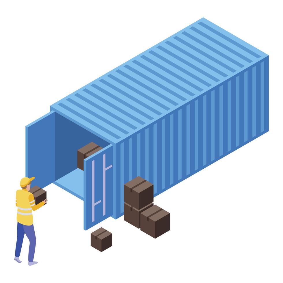 Cargo container parcel icon, isometric style vector