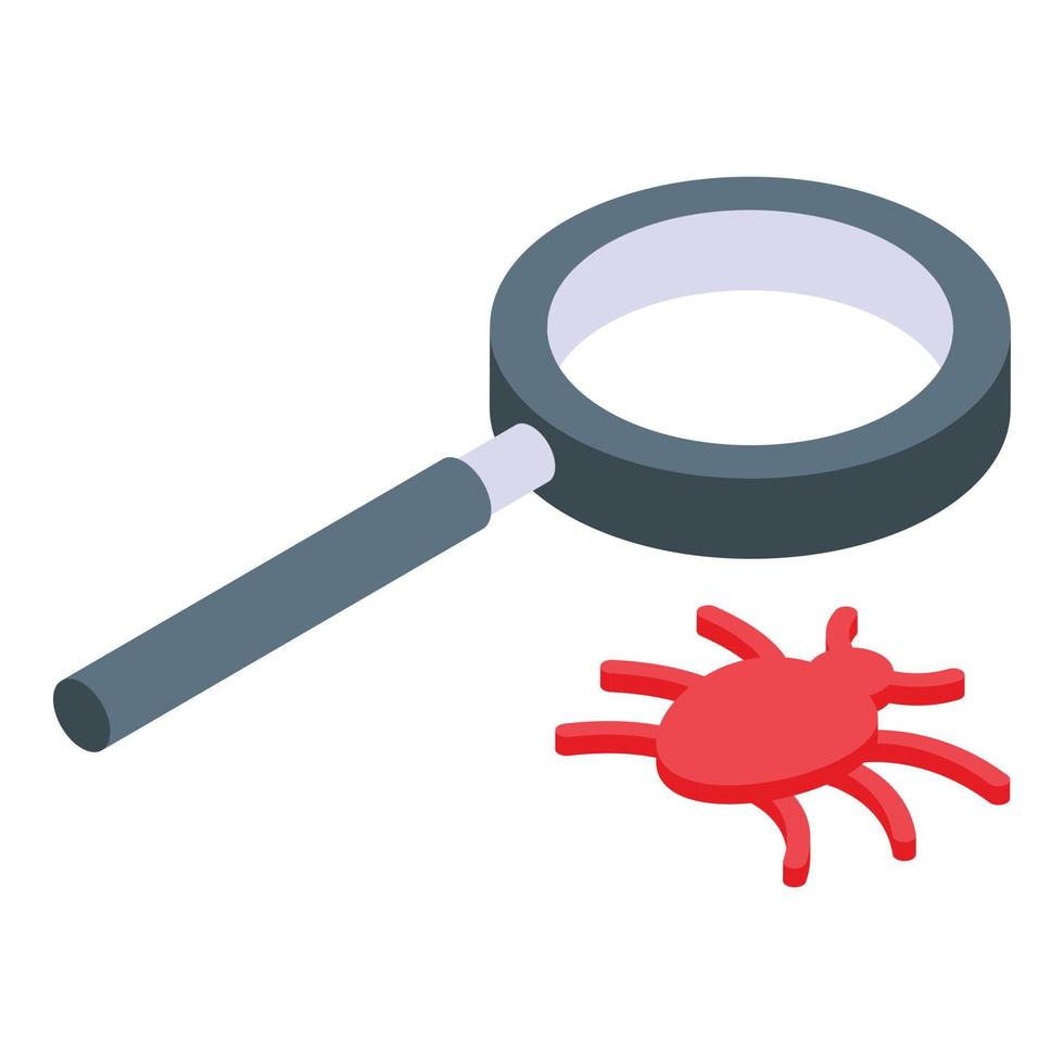 Search bug icon isometric vector. Computer code vector