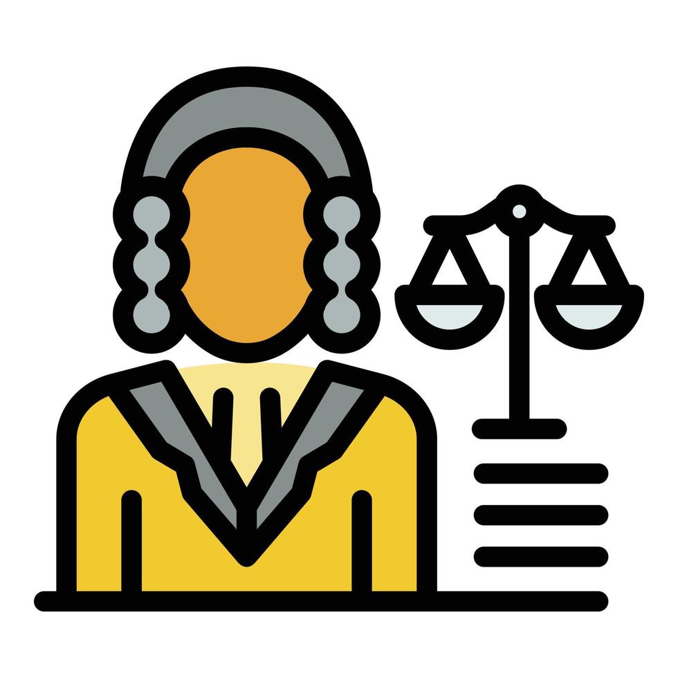 Prosecutor balance icon color outline vector
