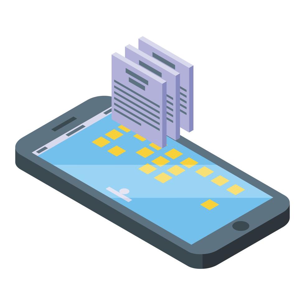 Mobile game test icon isometric vector. Phone software vector