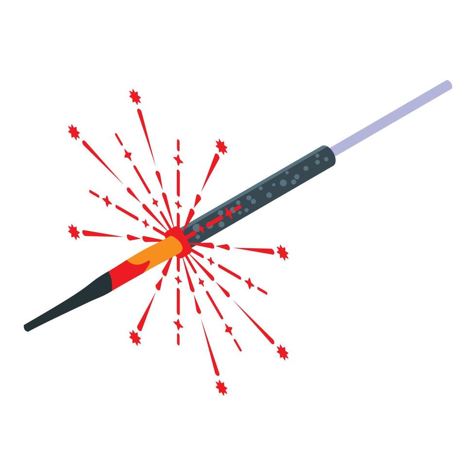 Burning sparkler icon, isometric style vector