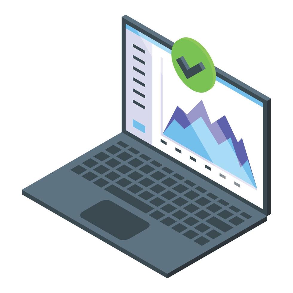 vector isométrico del icono del gráfico de finanzas del ordenador portátil. plano web