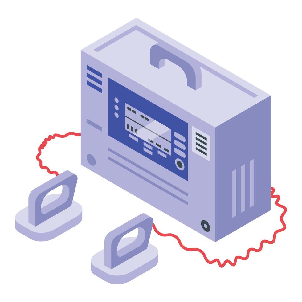 Medical defibrillator icon isometric vector. Heart aed vector