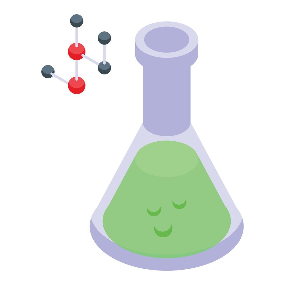 vector isométrico del icono del matraz químico de bioimpresión. biociencia