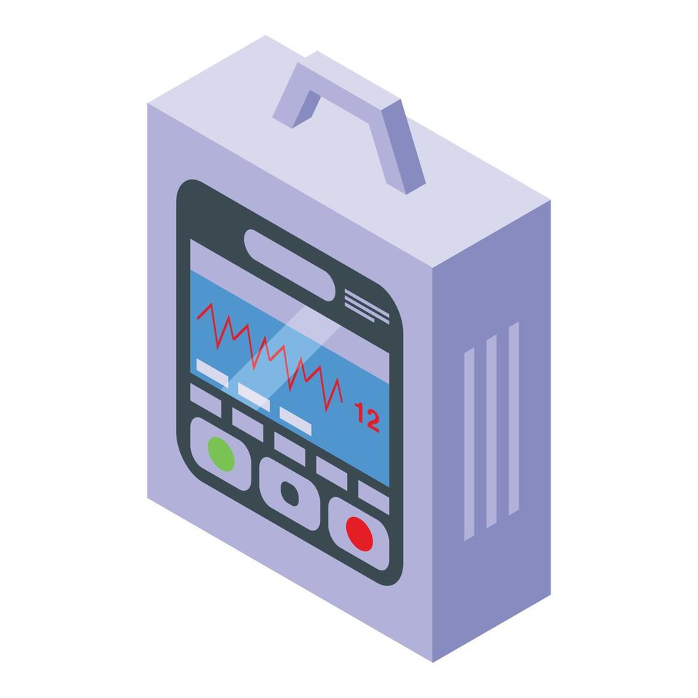 Pacemaker device icon isometric vector. Heart defibrillator vector