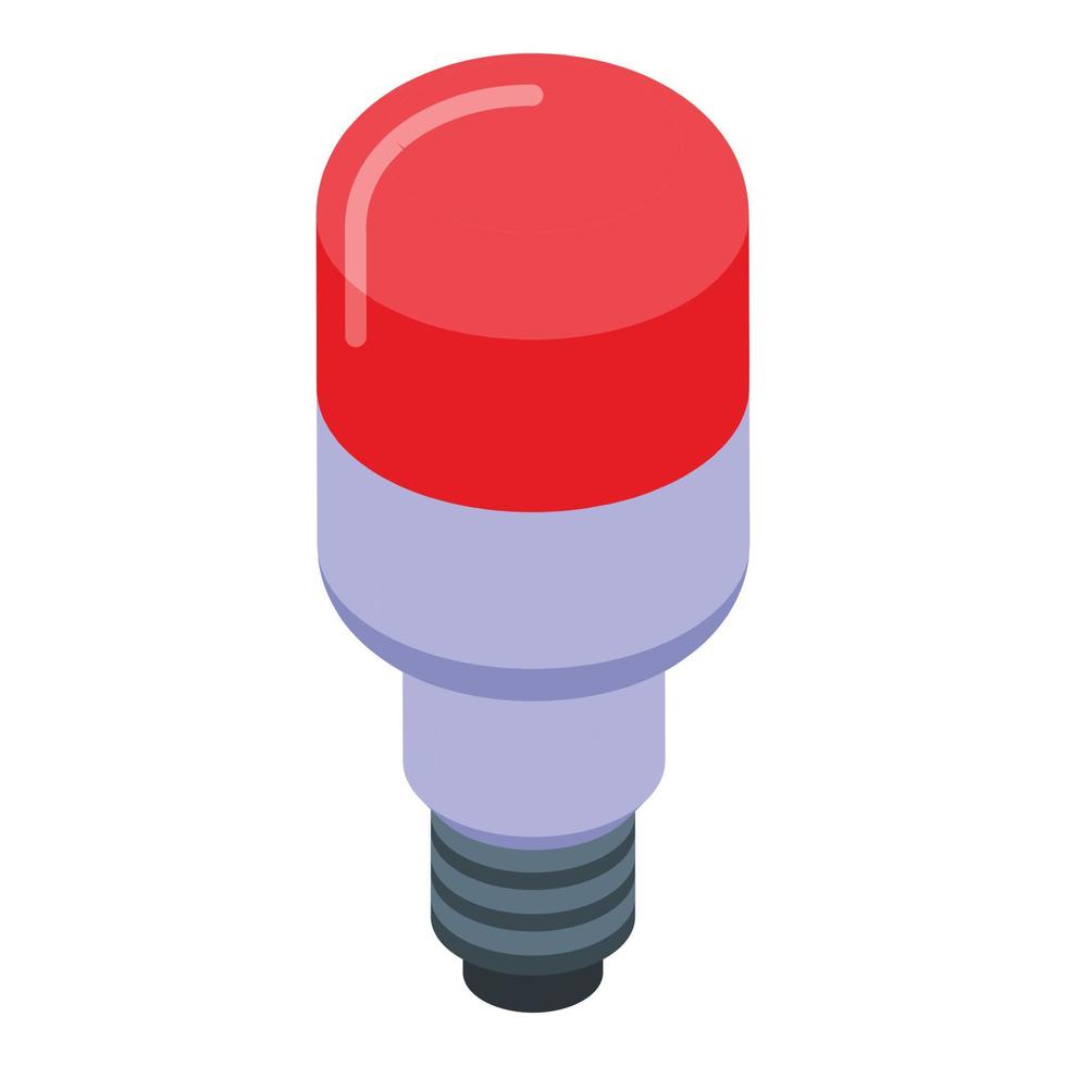 Red led light icon isometric vector. Smart bulb vector