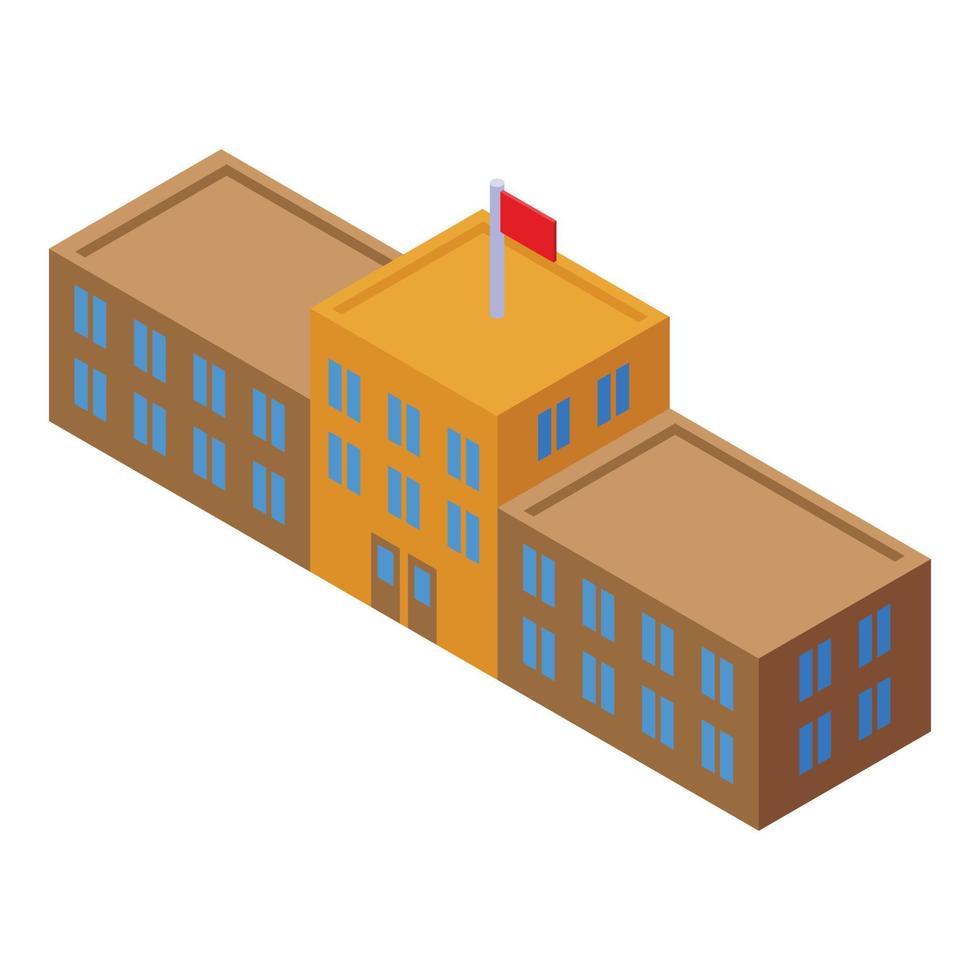 Business school building icon isometric vector. Children team vector