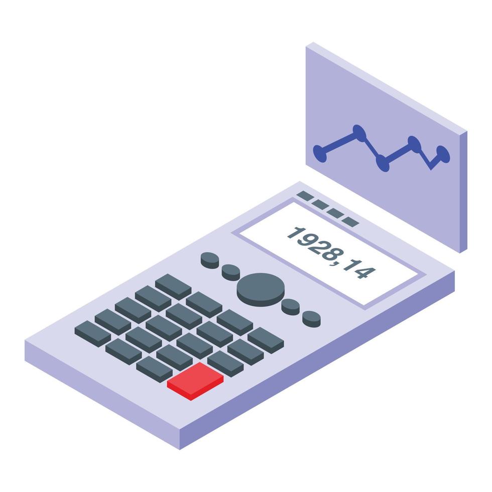 vector isométrico del icono de la calculadora de finanzas. plan de negocios