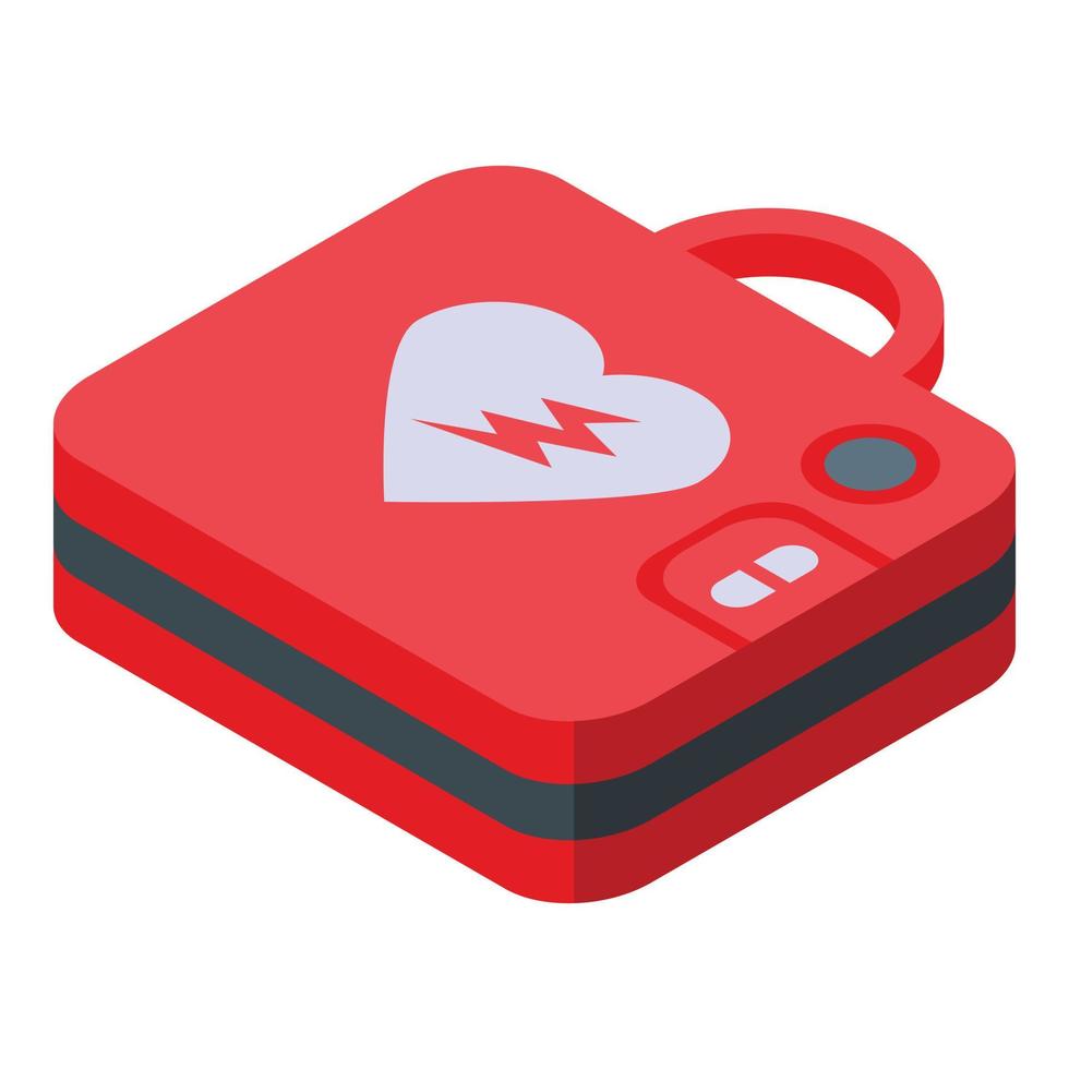 Ambulance defibrillator icon isometric vector. Heart aed vector